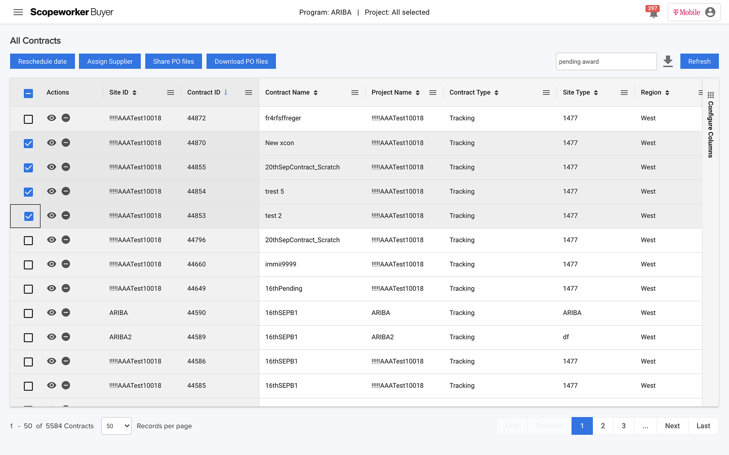 The legacy AngularJS contract dashboard, pre-rebuild