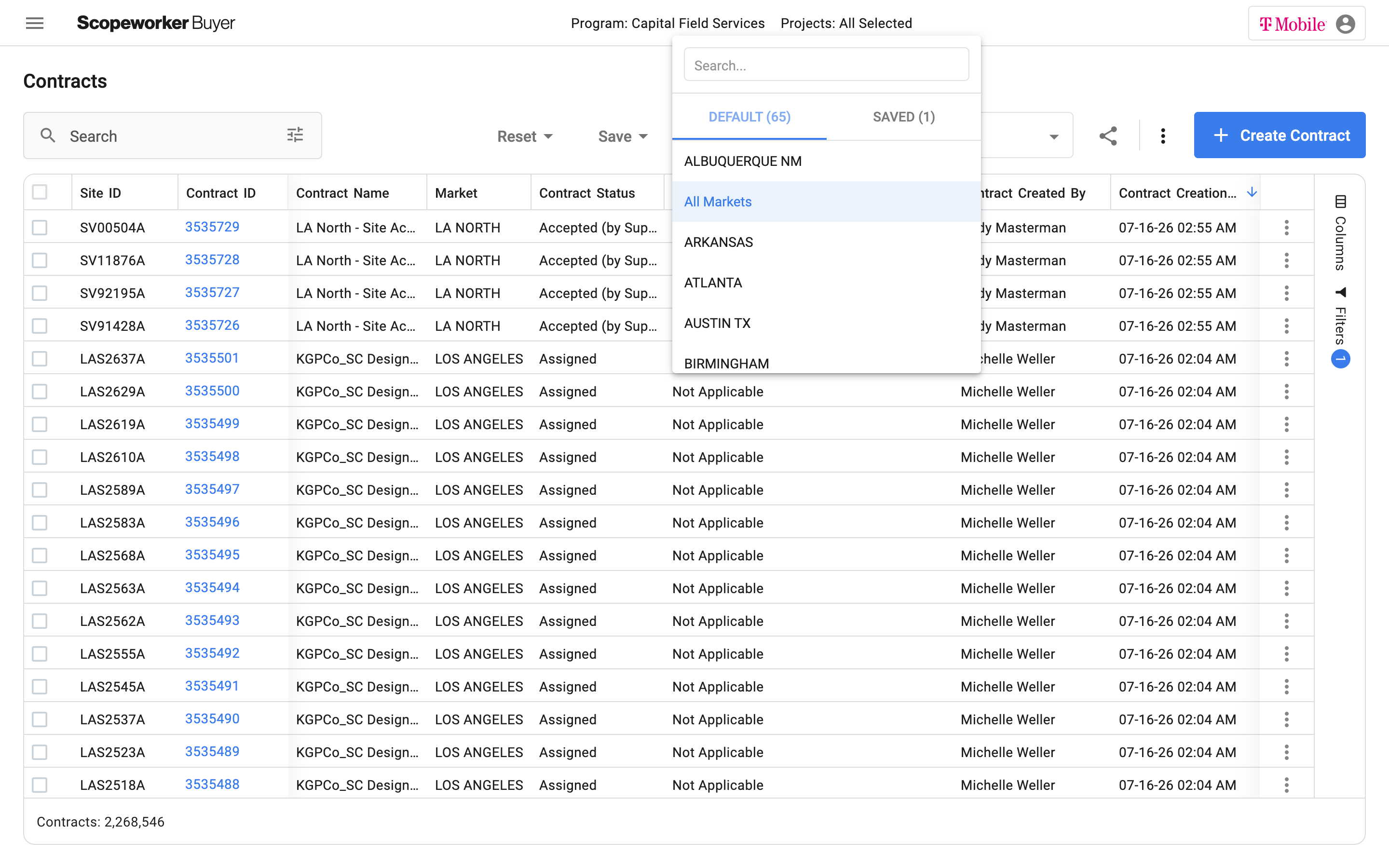 Saved views feature with multiple user-created views